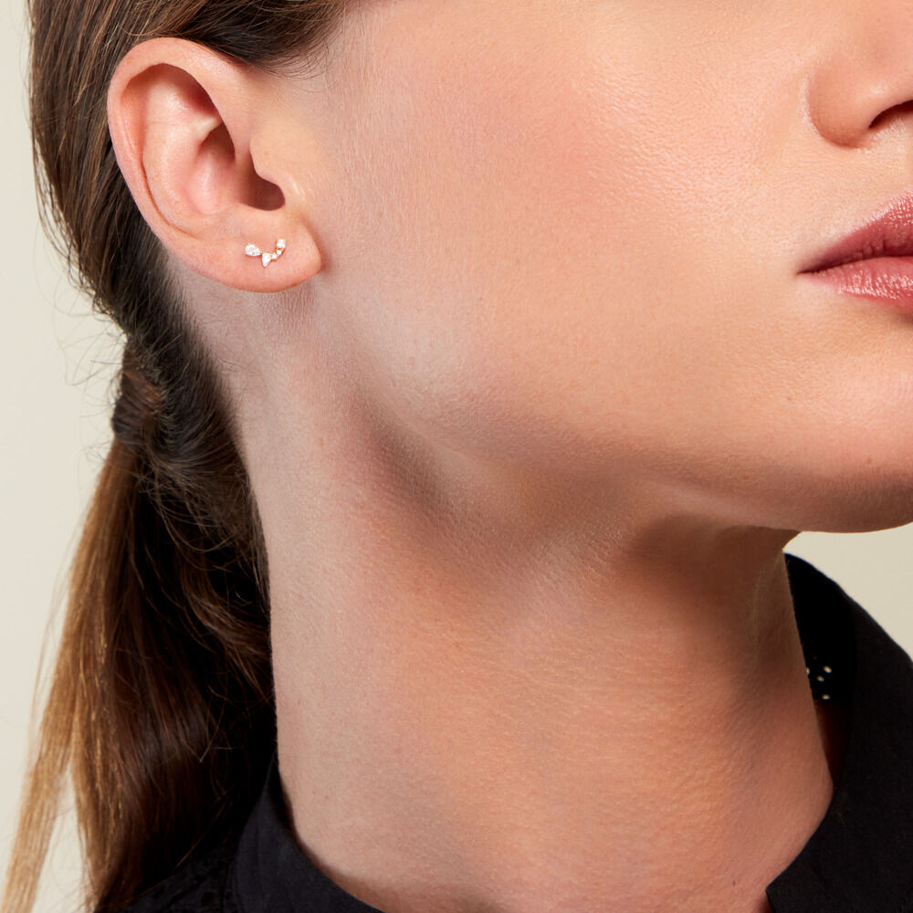 Boucles D'oreilles Puces Tyr Or Jaune Oxyde De Zirconium - Puces Femme | Marc Orian