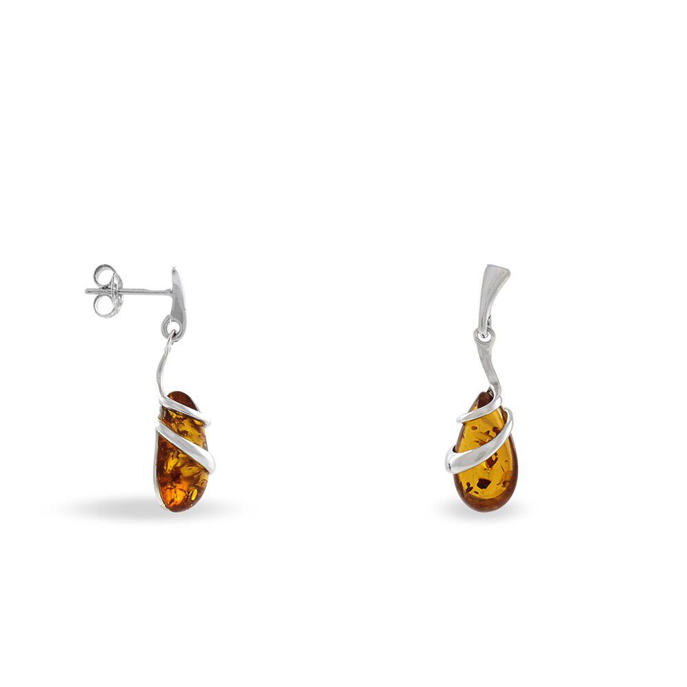 Boucles D'oreilles Pendantes Argent Blanc Melusine Ambre - Pendantes Femme | Marc Orian