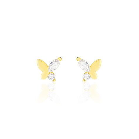 Boucles D'oreilles Puces Evaelle Papillon Or Jaune Oxyde De Zirconium - Puces Femme | Marc Orian
