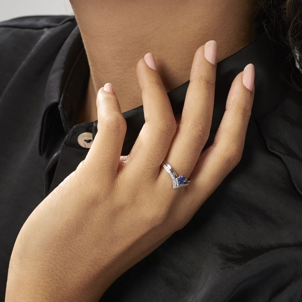 Bague Pasqualina Or Blanc Saphir Et Diamant - Solitaires Femme | Marc Orian