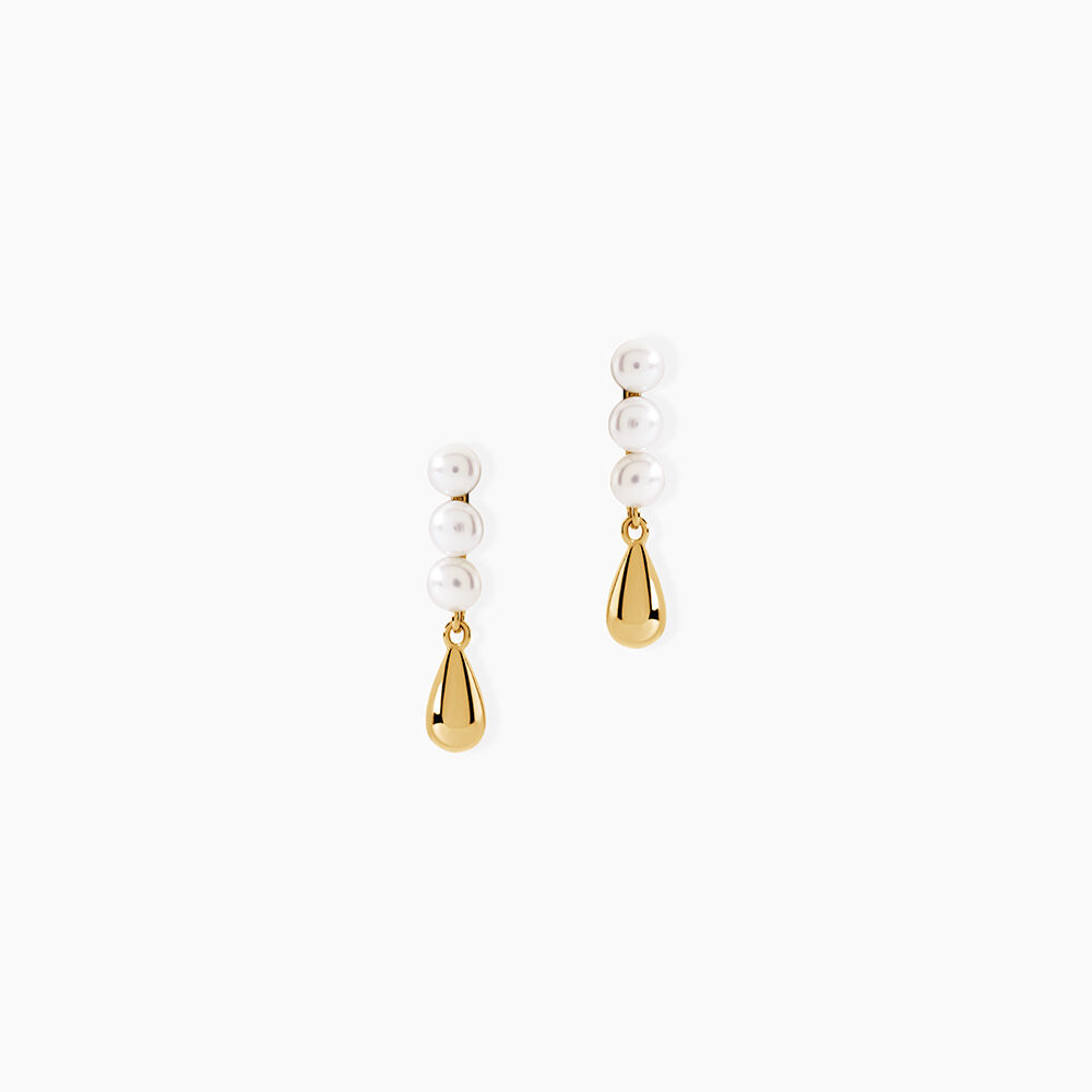 Boucles D'Oreilles Pendantes Cindel Argent Dor&eacute; A L'Or 750/1000 Perle De Culture - Pendantes Femme | Marc Orian