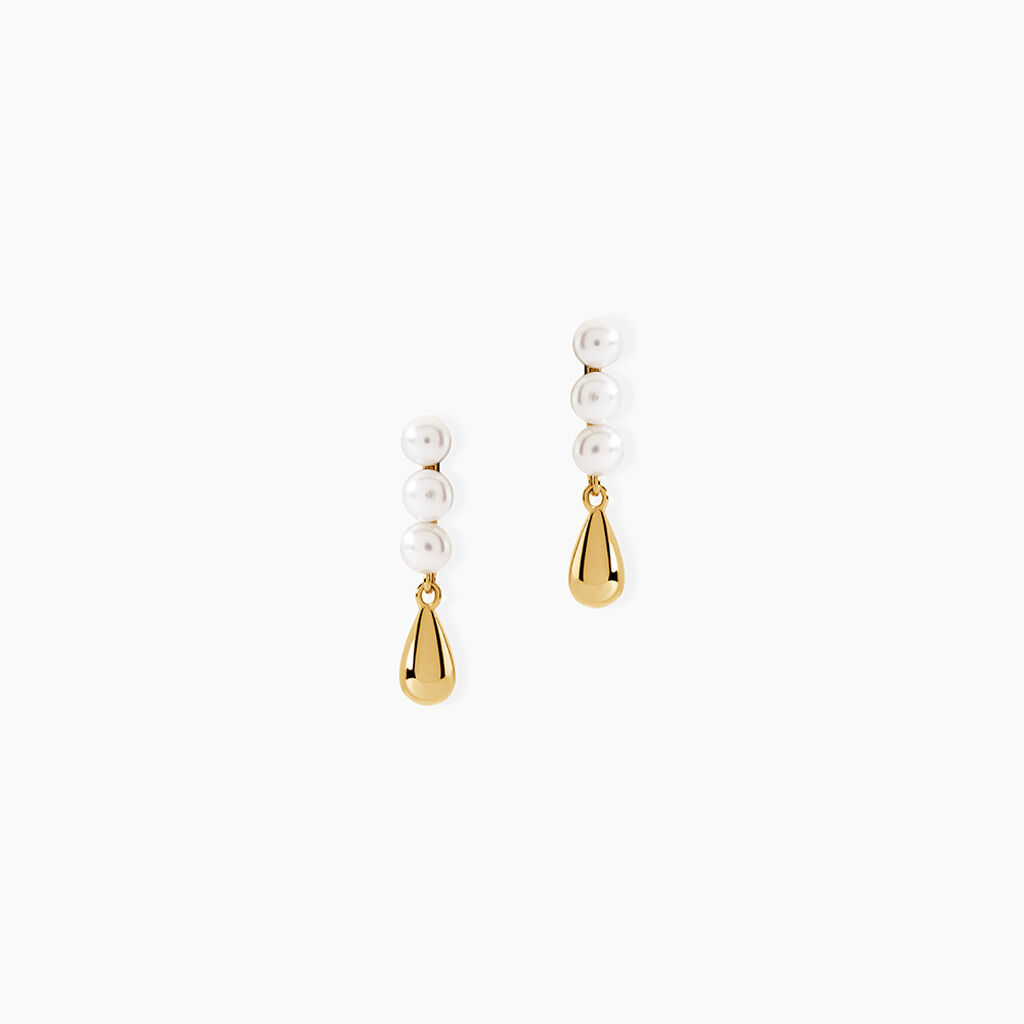 Boucles D'Oreilles Pendantes Cindel Argent Dor&eacute; A L'Or 750/1000 Perle De Culture - Pendantes Femme | Marc Orian