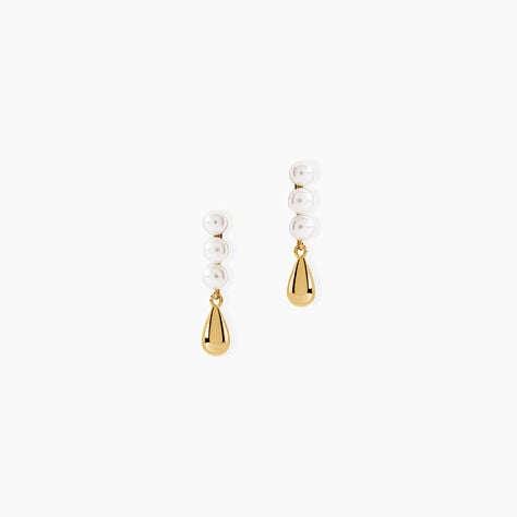 Boucles D'Oreilles Pendantes Cindel Argent Dor&eacute; A L'Or 750/1000 Perle De Culture - Pendantes Femme | Marc Orian