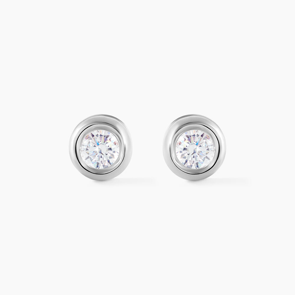 Boucles D'oreilles Puces Eden Serti Pneu Or Blanc Oxyde De Zirconium - Puces Femme | Marc Orian