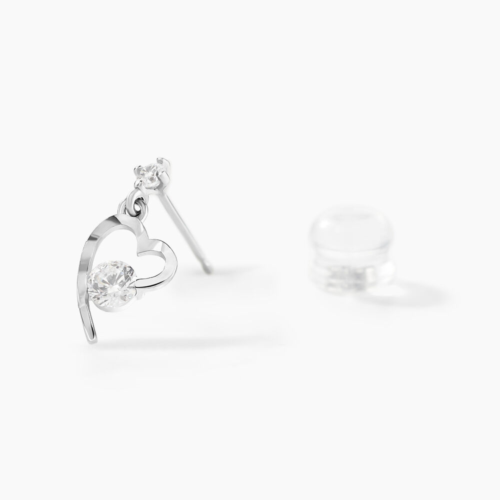 Boucles D'oreilles Puces Romance Or Blanc Oxyde De Zirconium - Pendantes Femme | Marc Orian