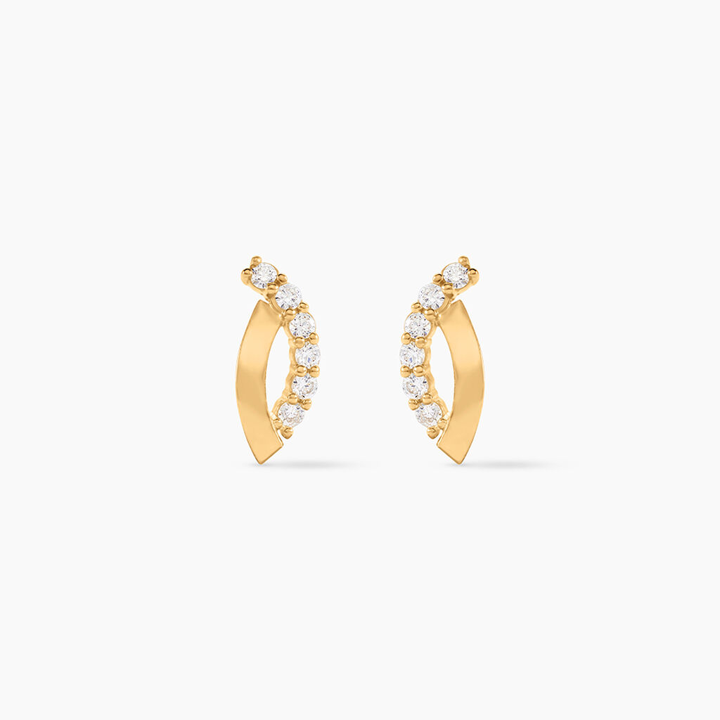 Boucles D'oreilles Puces Helvi Or Jaune Oxyde De Zirconium - Puces Femme | Marc Orian