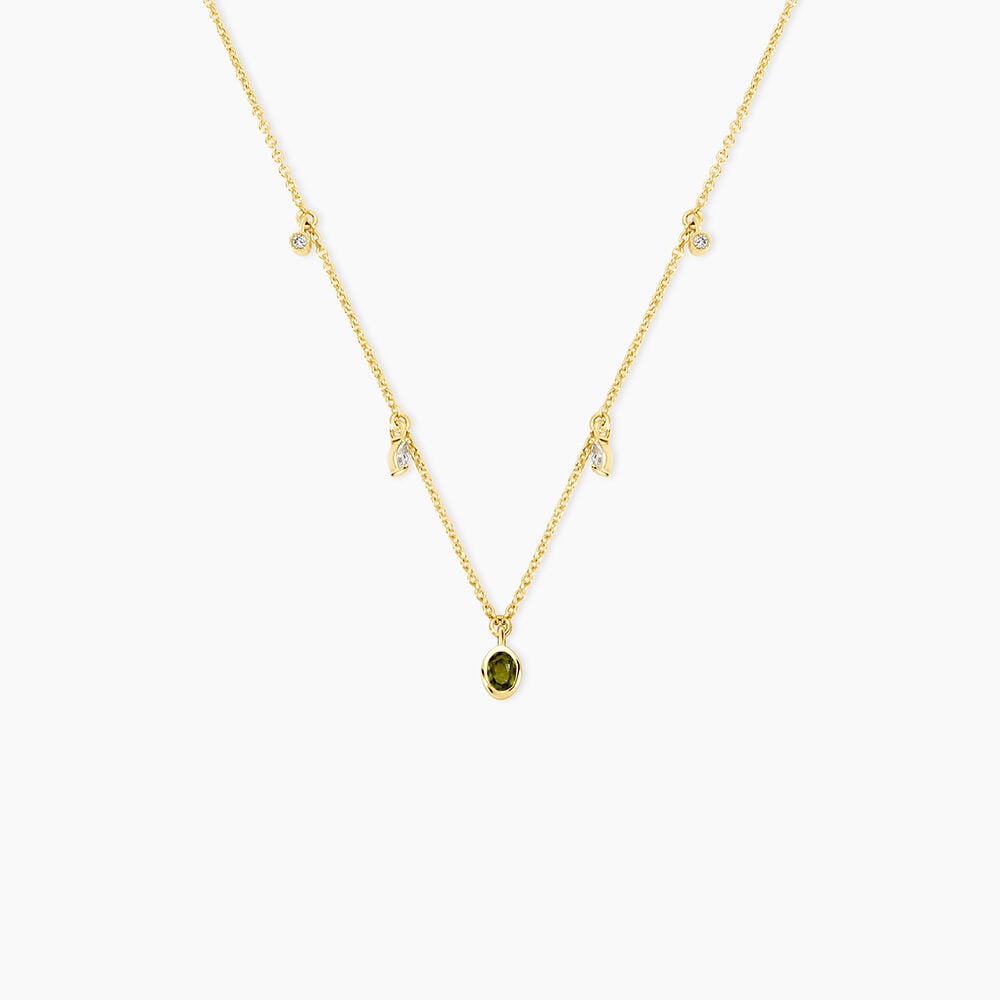 Collier Poem Argent Jaune P&eacute;ridot Oxyde De Zirconium - Colliers avec pierres Femme | Marc Orian