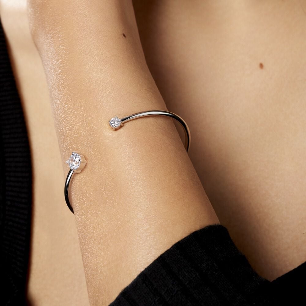 Bracelet Jonc Domitille Argent Blanc Oxyde De Zirconium - Bracelets joncs Femme | Marc Orian