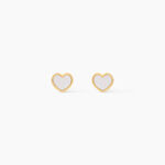 Boucles D'oreilles Puces Amaryllis Coeur Or Jaune Nacre - Puces Enfant | Marc Orian