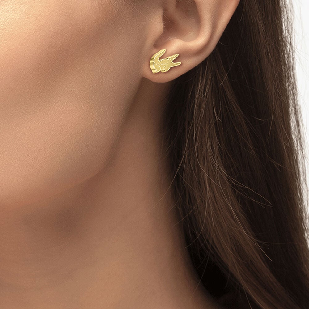 Boucles D'oreilles Puces Lacoste Crocodile Acier Jaune - Bijoux Famille | Marc Orian