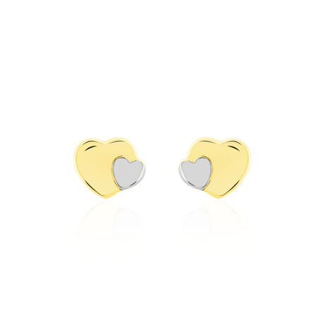 Boucles D'oreilles Puces Anne-maudae Double Coeurs Or Bicolore - Puces Femme | Marc Orian