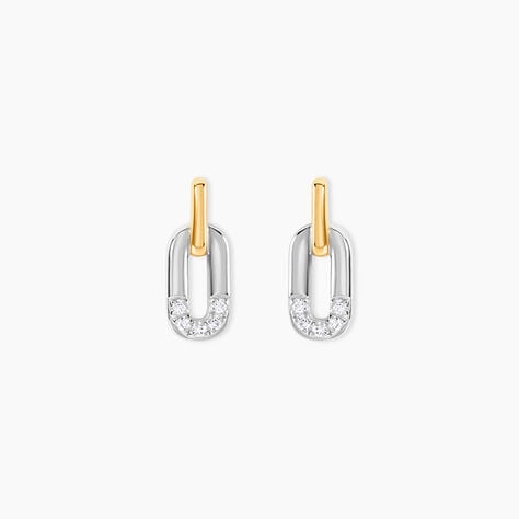 Boucles D'Oreilles Puces Or Jaune Argent Blanc Oxyde De Zirconium - Puces Femme | Marc Orian