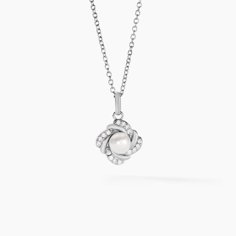 Collier Laetoria Argent Blanc Perle De Culture Oxyde De Zirconium - Colliers avec pierres Femme | Marc Orian