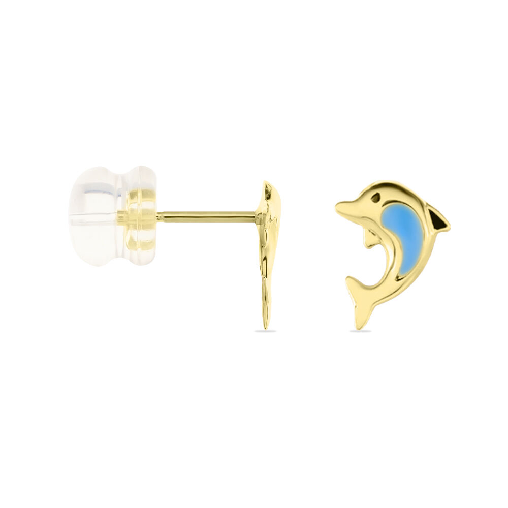 Boucles D'oreilles Puces Mael Dauphin Or Jaune - Puces Enfant | Marc Orian
