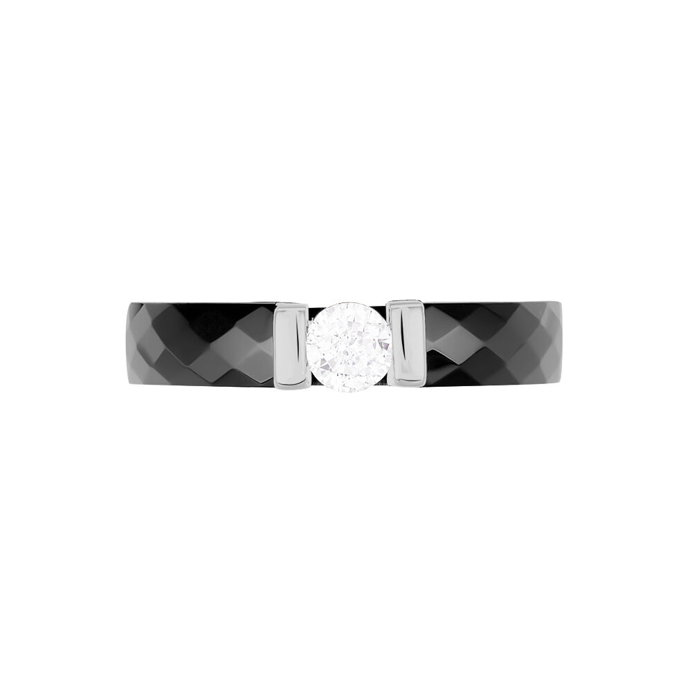 Bague Solitaire Ceramik Design Argent  Oxyde De Zirconium Et Céramique - Bagues de promesse Femme | Marc Orian