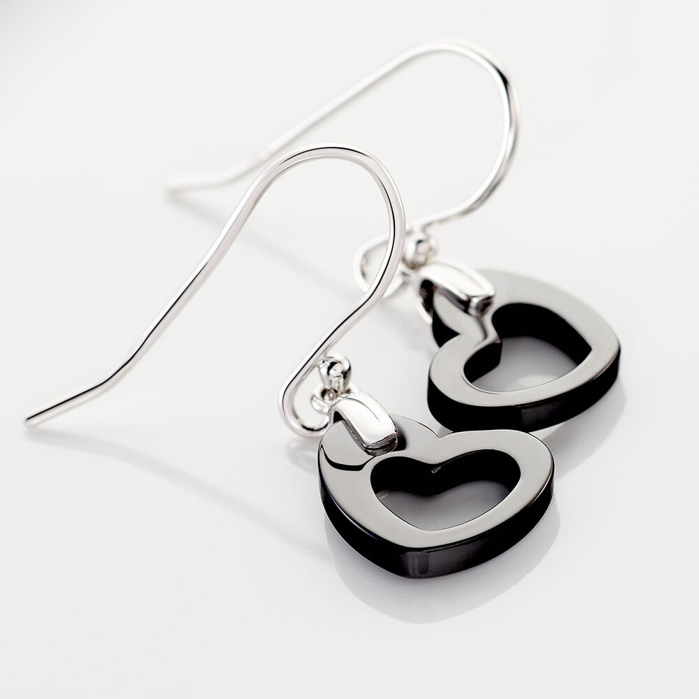 Boucles D'oreilles Pendantes Alena Argent Blanc C&eacute;ramique Et Oxyde - Pendantes Femme | Marc Orian