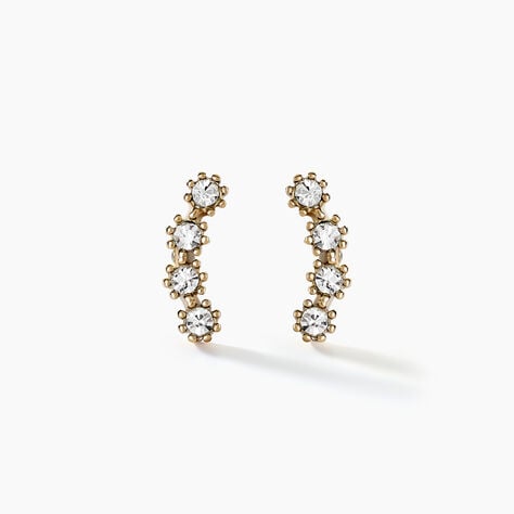 Boucles D'oreilles Puces Eva Acier Jaune Cristal - Puces Femme | Marc Orian