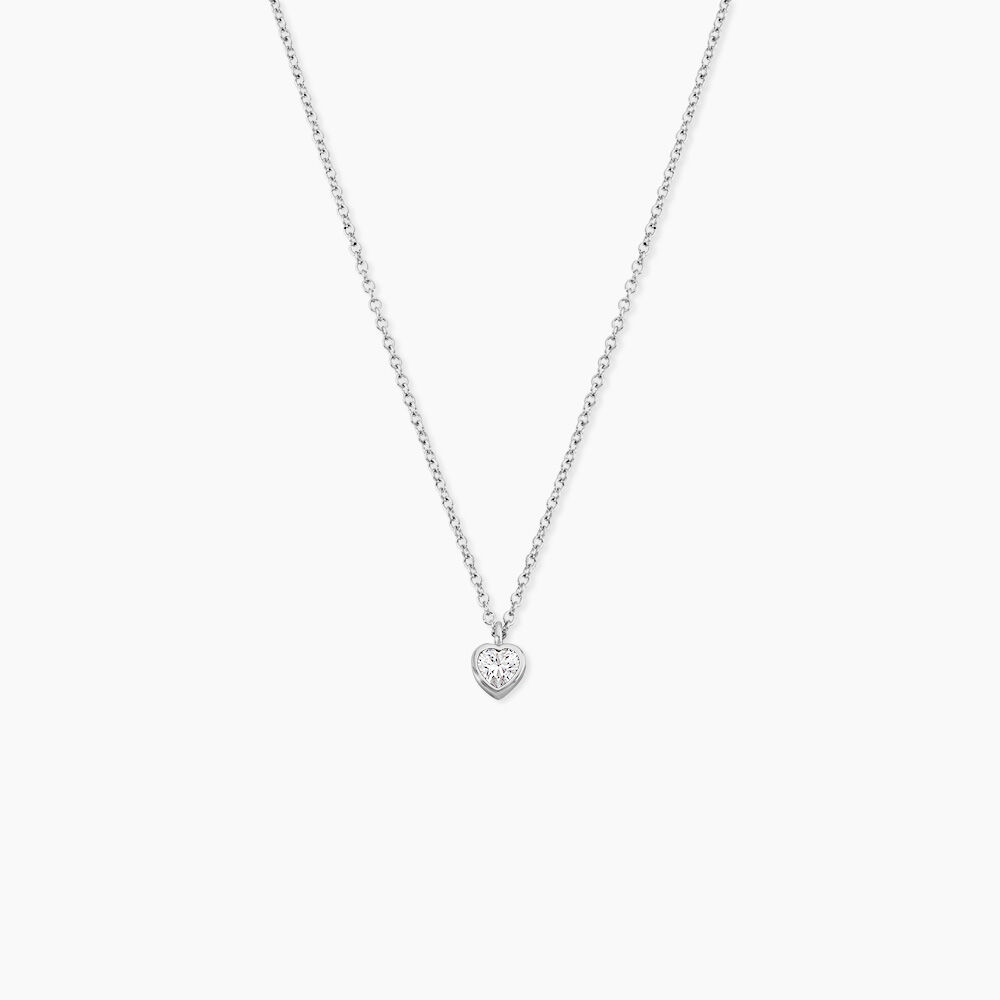 Collier Mini Heart Argent Blanc Oxyde De Zirconium - Colliers avec pierres Femme | Marc Orian