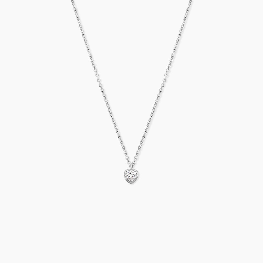 Collier Mini Heart Argent Blanc Oxyde De Zirconium - Colliers avec pierres Femme | Marc Orian