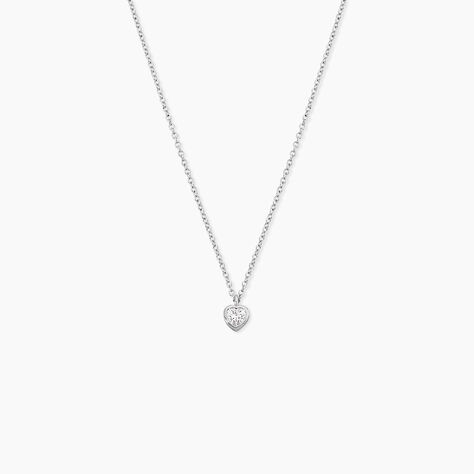Collier Mini Heart Argent Blanc Oxyde De Zirconium - Colliers avec pierres Femme | Marc Orian