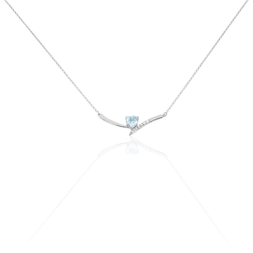 Collier Eva Or Blanc Topaze Et Oxyde De Zirconium - Colliers avec pierres Femme | Marc Orian