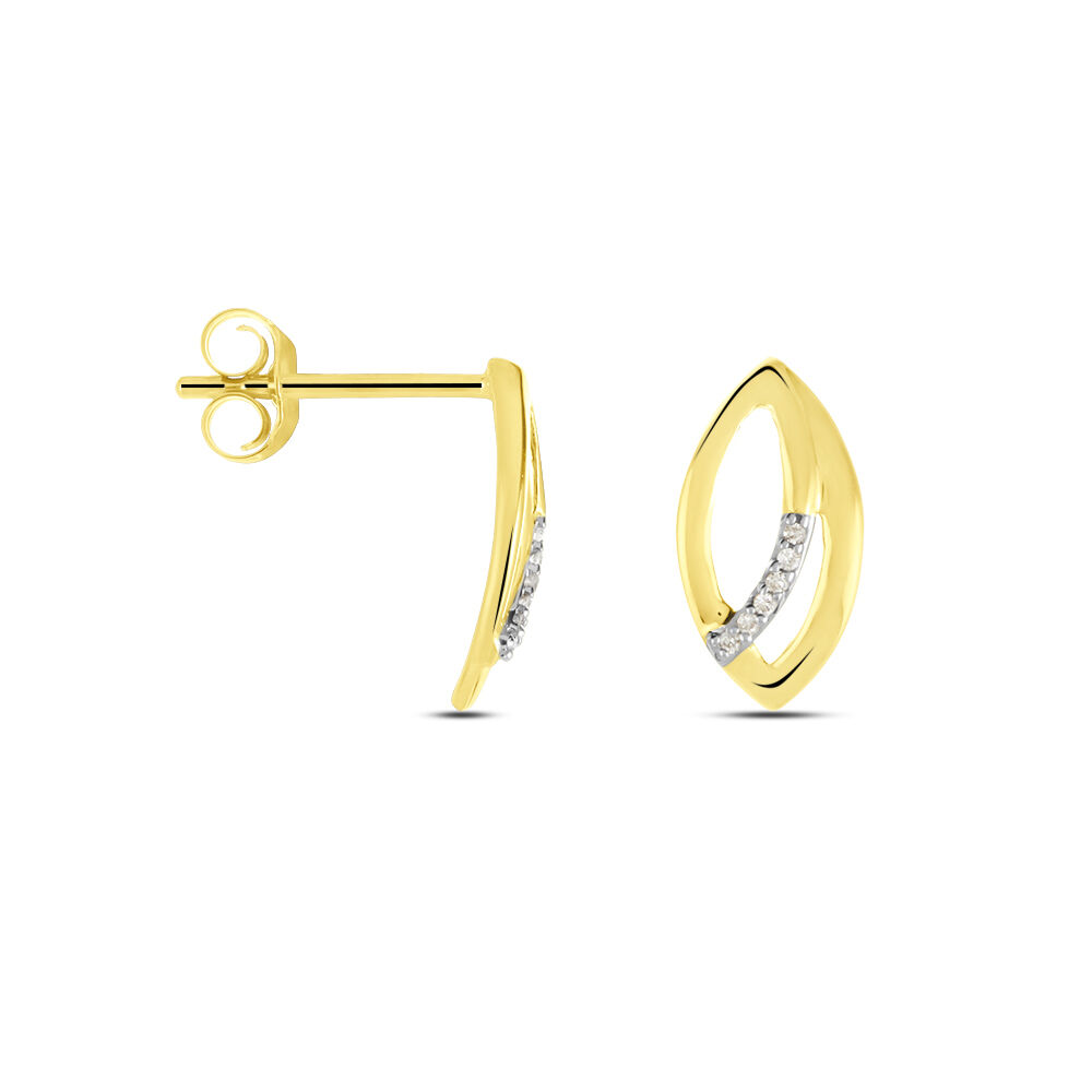 Boucles D'oreilles Or Jaune Svena Diamant - Puces Femme | Marc Orian