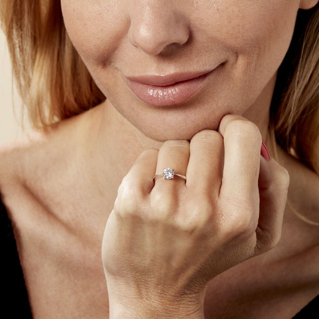 Bague Solitaire Abriel Or Blanc Oxyde De Zirconium - Bagues Solitaire Femme | Marc Orian