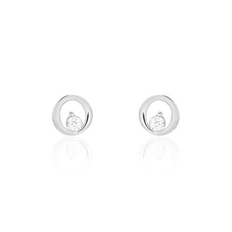Boucles D'oreilles Puces Edmee Cercle Or Blanc Oxyde De Zirconium - Puces Femme | Marc Orian