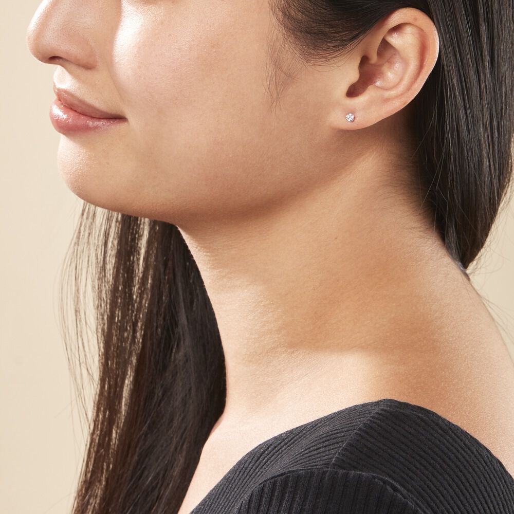 Boucles D'oreilles Puces Daria Or Blanc Oxyde De Zirconium - Puces Femme | Marc Orian
