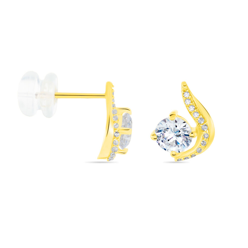 Boucles D'oreilles Puces Sevde Or Jaune Oxyde De Zirconium - Puces Femme | Marc Orian