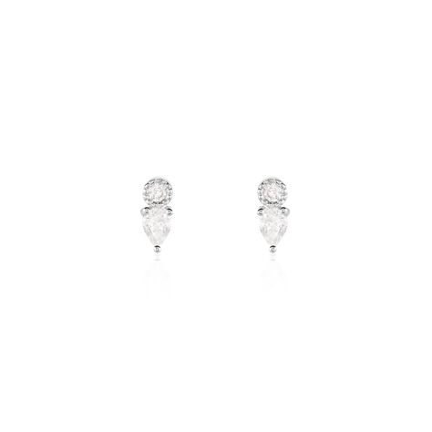 Boucles D'oreilles Puces Argent Blanc Delya Oxyde De Zirconium - Puces Femme | Marc Orian