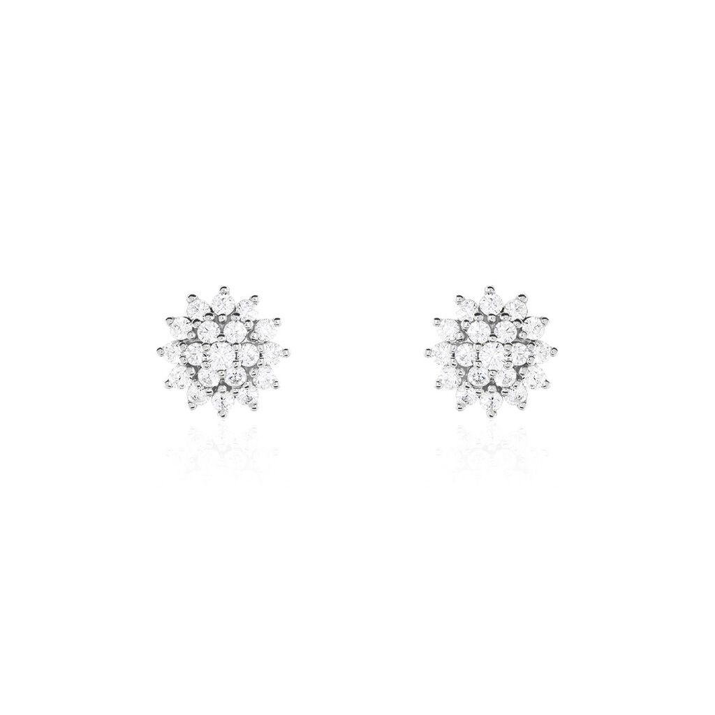 Boucles D'oreilles Puces Wendeline Argent Blanc Oxyde De Zirconium - Puces Femme | Marc Orian