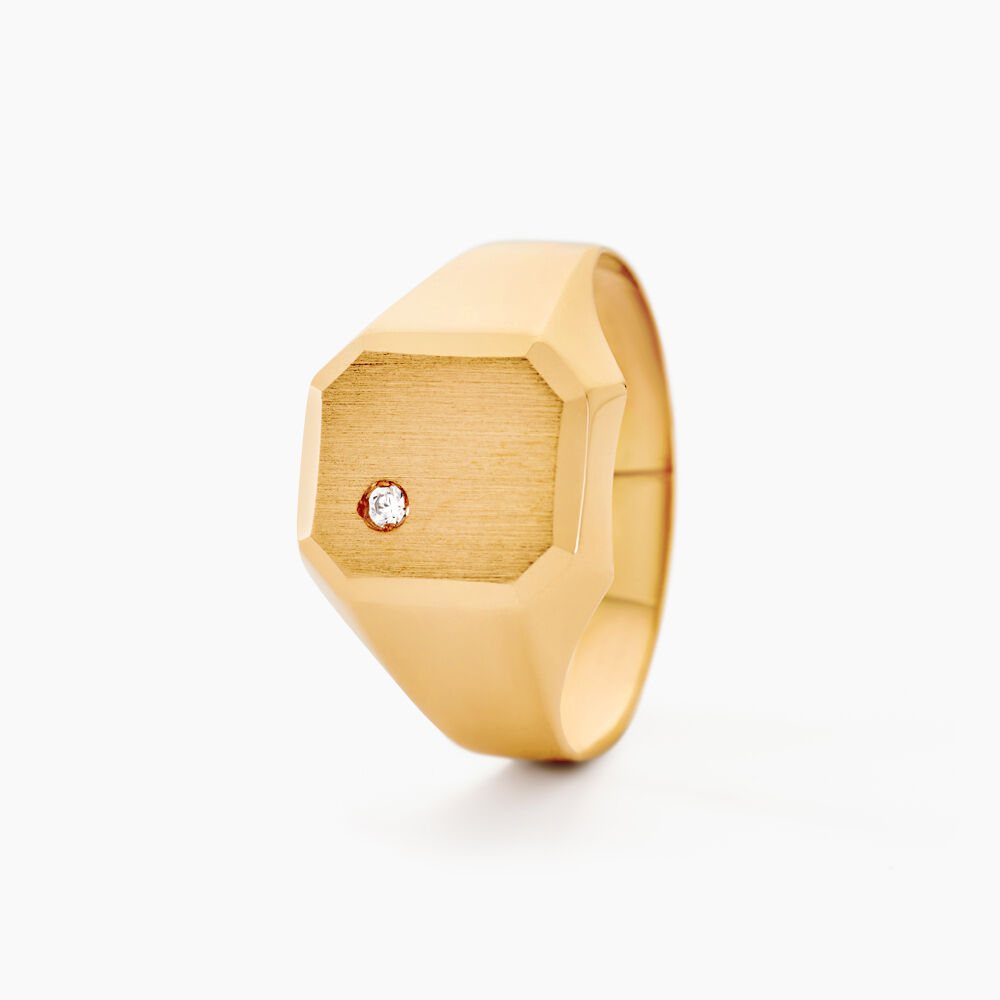 Chevalière Malcolm Carree Or Jaune Oxyde De Zirconium - Bijoux personnalisés Homme | Marc Orian