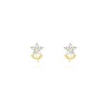 Boucles D'oreilles Puces Jabin Fleur Or Jaune Oxyde De Zirconium - Puces Famille | Marc Orian