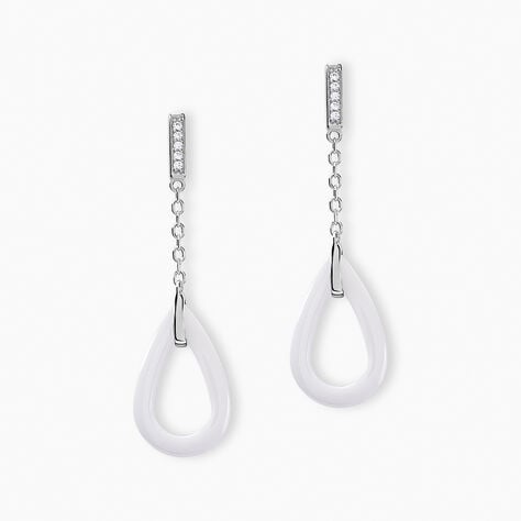Boucles D'oreilles Pendantes Peer Argent Blanc Oxyde De Zirconium - Pendantes Femme | Marc Orian
