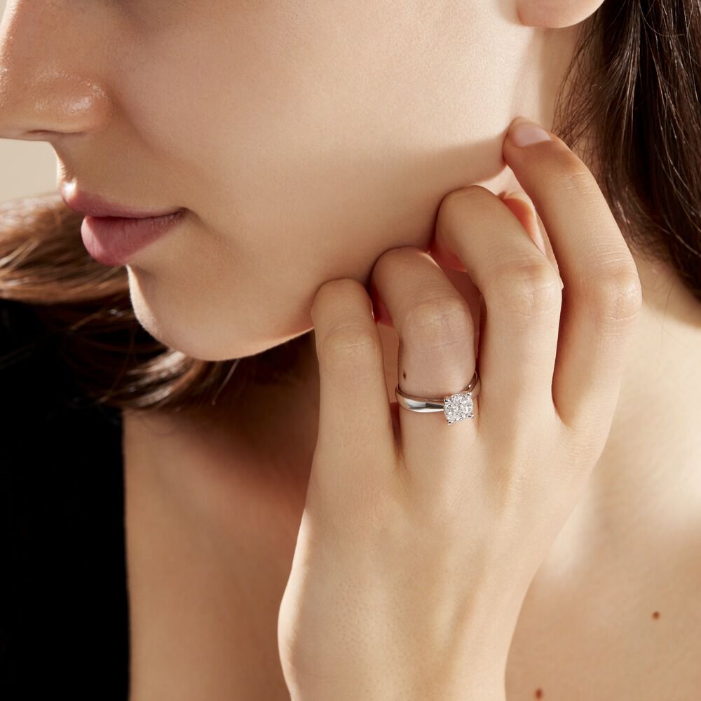 Bague Solitaire Charlene Or Blanc Diamant Synthetique - Solitaires Femme | Marc Orian