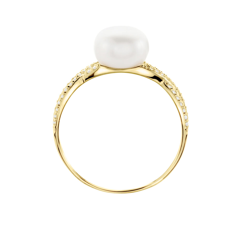 Bague Maria-theresa Or Jaune Perle De Culture Et Oxyde De Zirconium - Bagues vintage Femme | Marc Orian