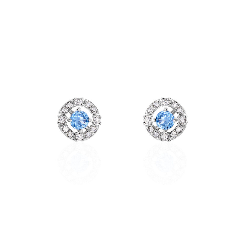 Boucles D'oreilles Puces Carren Argent Blanc Oxyde De Zirconium - Puces Femme | Marc Orian