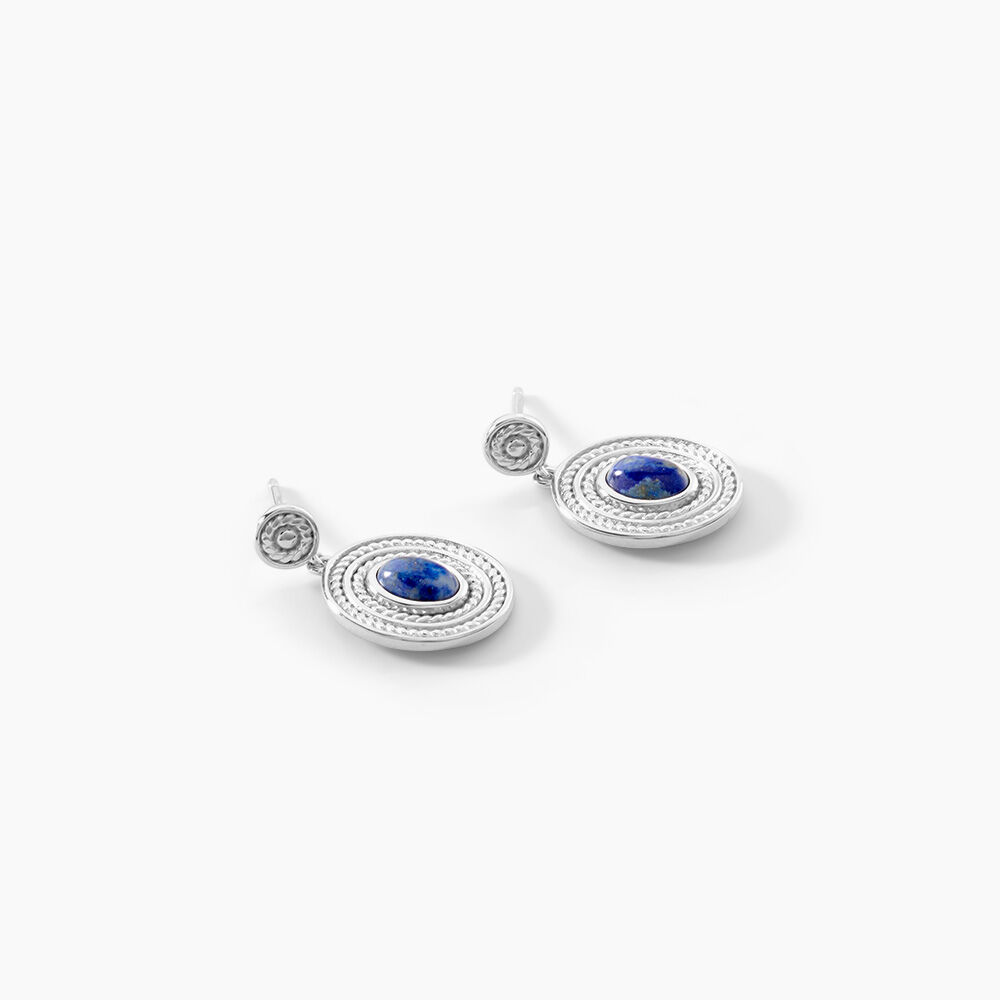 Boucles D'oreilles Pendantes Takara Argent Blanc Lapis Lazuli - Pendantes Femme | Marc Orian
