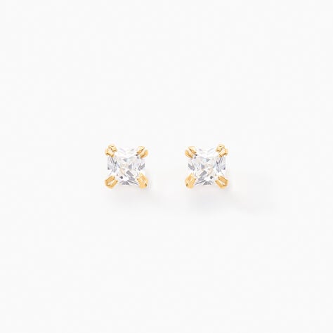 Boucles D'oreilles Puces Doreen Or Jaune Oxyde De Zirconium - Puces Famille | Marc Orian
