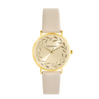 cadran doré fond doré bracelet synthétique crème
