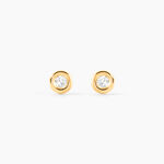 Boucles D'oreilles Puces Eden Serti Pneu Or Jaune Oxyde De Zirconium - Puces Femme | Marc Orian