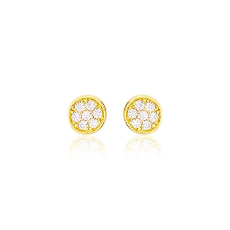 Boucles D'oreilles Puces Dorie Pastille Serti Clos Or Jaune Oxyde - Puces Femme | Marc Orian