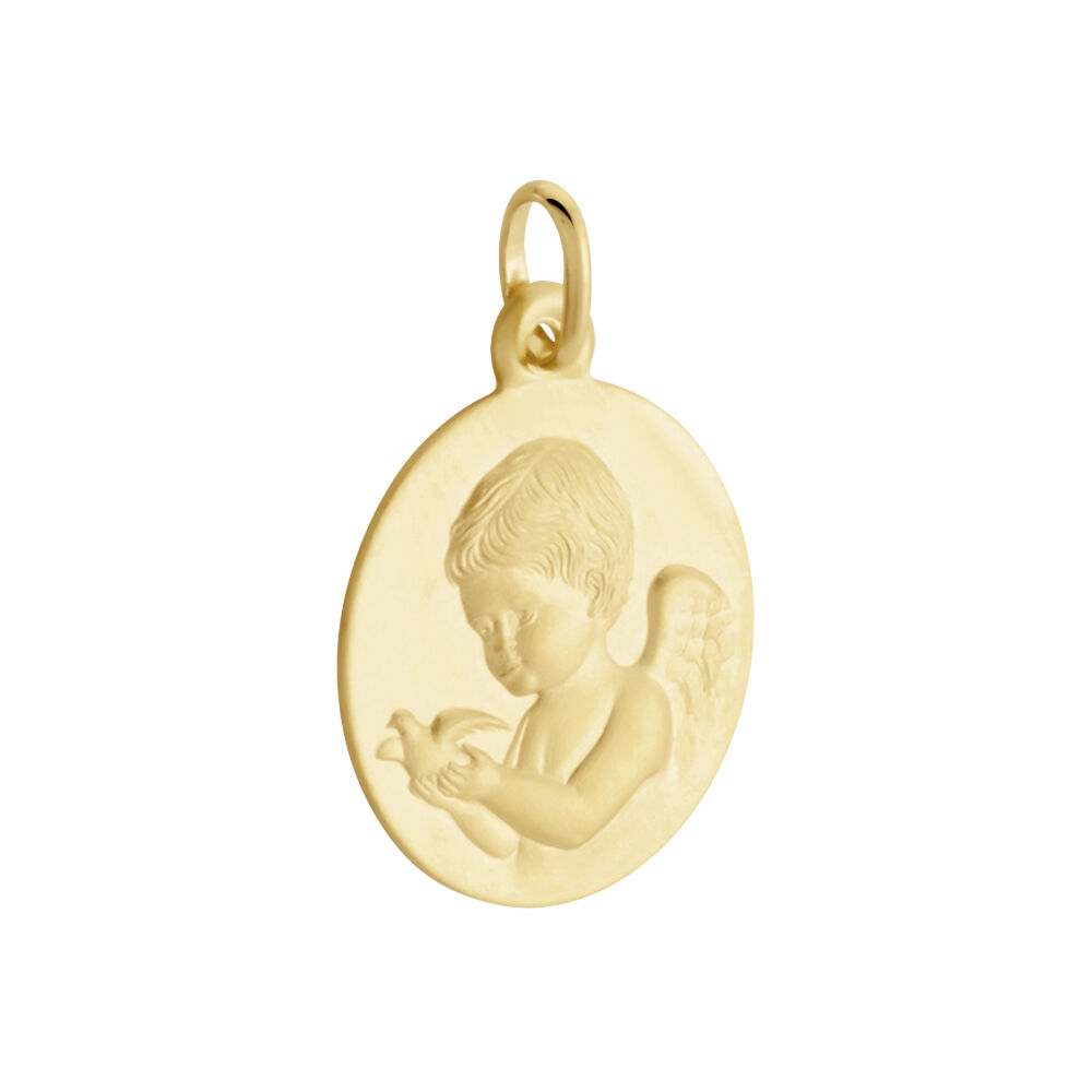 Medaille Or Jaune Ange Et Oiseau - Médailles et médaillons Famille | Marc Orian