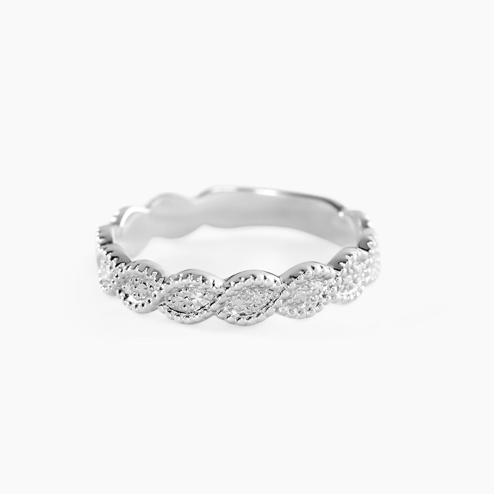 Alliance Marielle Ruban Plat Or Blanc - Alliances duo Unisex | Marc Orian