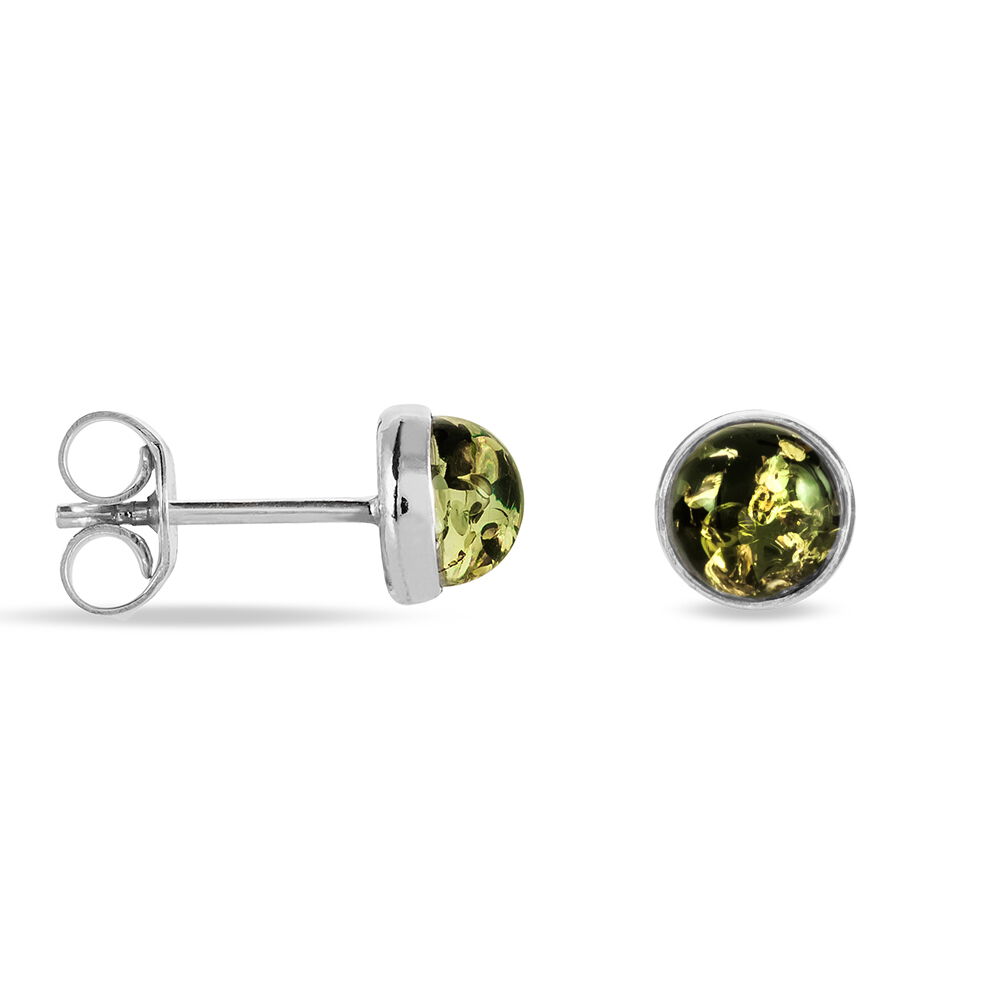 Boucles D'oreilles Puces Argent Blanc Acacia Ambre - Puces Femme | Marc Orian