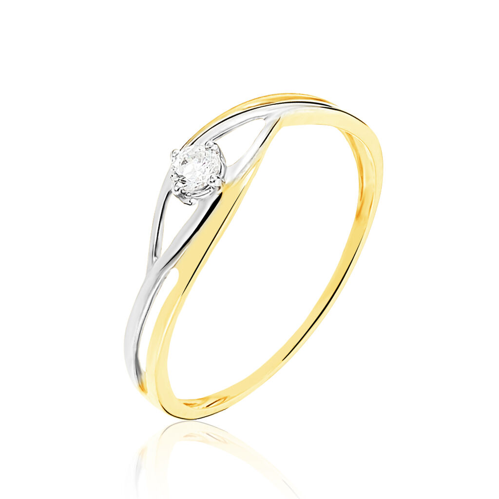 Bague Solitaire Peline Or Bicolore Oxyde De Zirconium - Solitaires Femme | Marc Orian