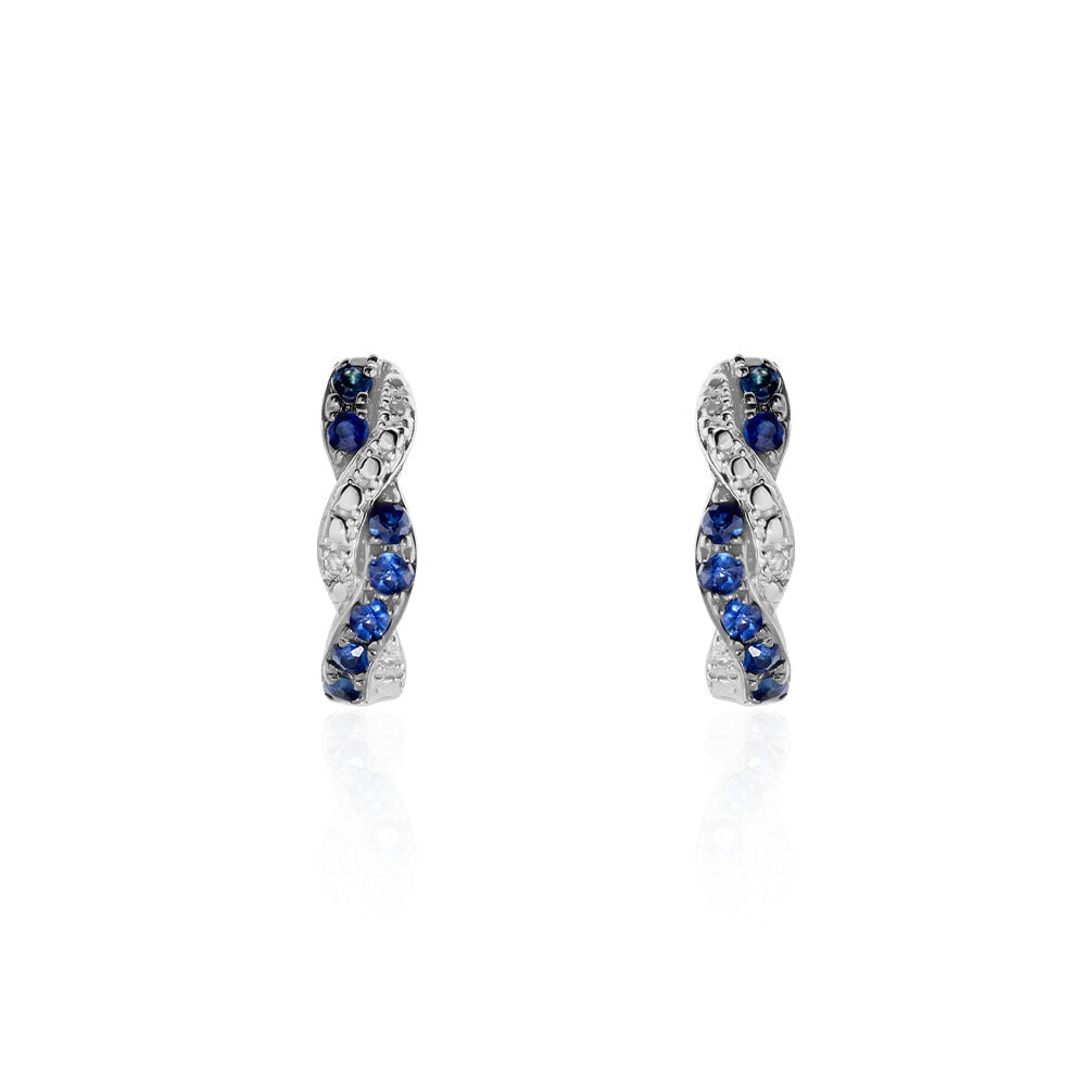 Boucles D'oreilles Puces Ligera Or Blanc Saphir Et Diamant - Puces Femme | Marc Orian