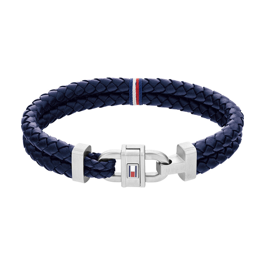 Bracelet Tommy Hilfiger Carabiner Cuir De Veau Bleu - Bracelets cuir Homme | Marc Orian