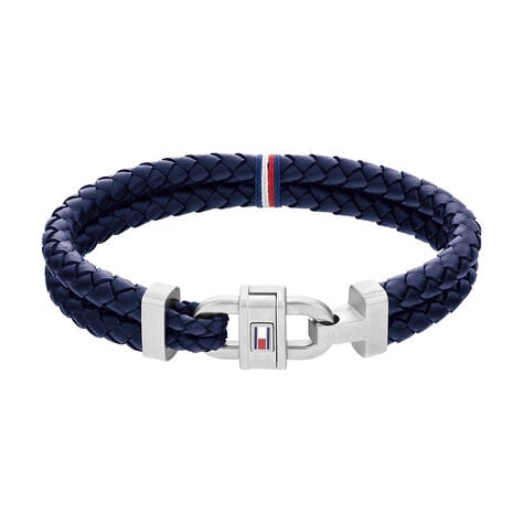 Bracelet Tommy Hilfiger Carabiner Cuir De Veau Bleu - Bracelets cuir Homme | Marc Orian